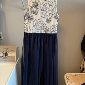 Speechless Elegant Navy and White Kids Dress